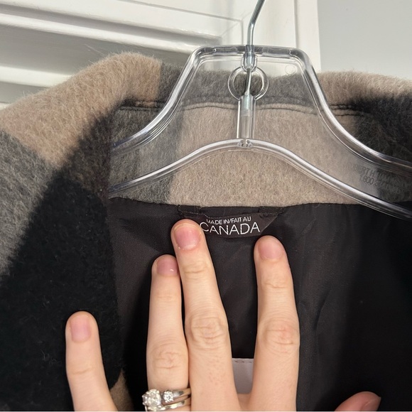 HiSo (hide society) Isabella long cashmere blend coat in camel buffalo plaid - Picture 7 of 13